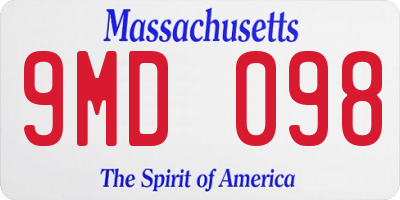 MA license plate 9MD098