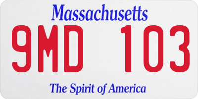 MA license plate 9MD103