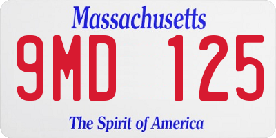 MA license plate 9MD125