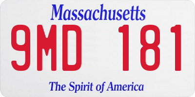 MA license plate 9MD181