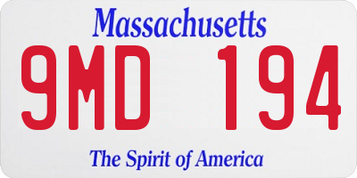 MA license plate 9MD194