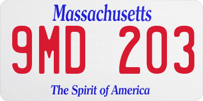 MA license plate 9MD203