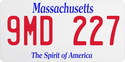 MA license plate 9MD227