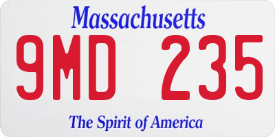 MA license plate 9MD235