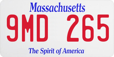 MA license plate 9MD265
