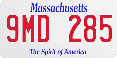 MA license plate 9MD285