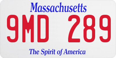 MA license plate 9MD289