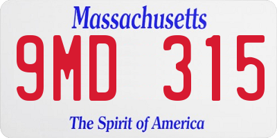 MA license plate 9MD315