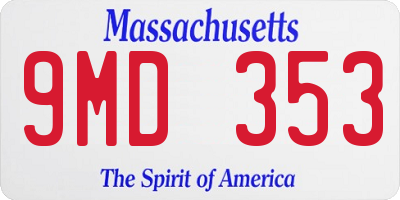 MA license plate 9MD353