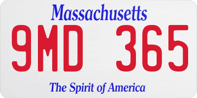 MA license plate 9MD365