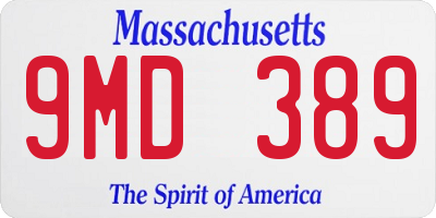 MA license plate 9MD389