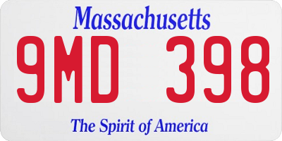 MA license plate 9MD398