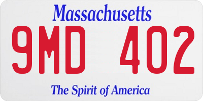 MA license plate 9MD402