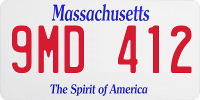 MA license plate 9MD412