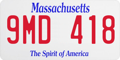 MA license plate 9MD418