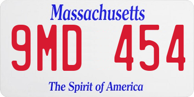 MA license plate 9MD454