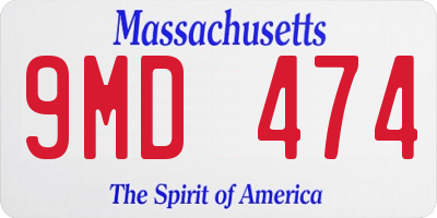 MA license plate 9MD474