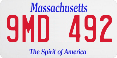 MA license plate 9MD492