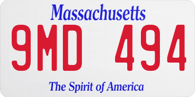 MA license plate 9MD494