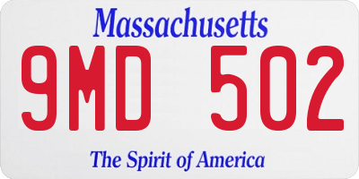 MA license plate 9MD502