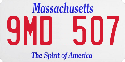 MA license plate 9MD507