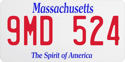 MA license plate 9MD524