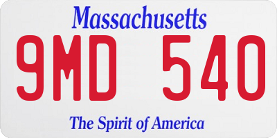 MA license plate 9MD540