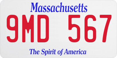 MA license plate 9MD567