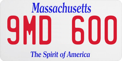 MA license plate 9MD600