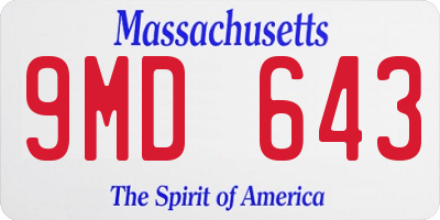 MA license plate 9MD643