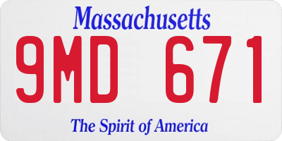 MA license plate 9MD671