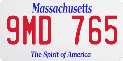 MA license plate 9MD765