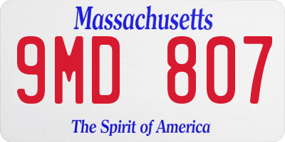 MA license plate 9MD807