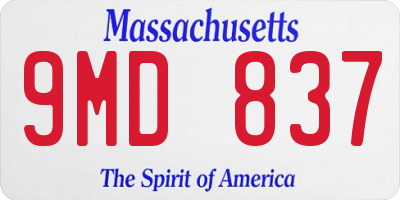 MA license plate 9MD837