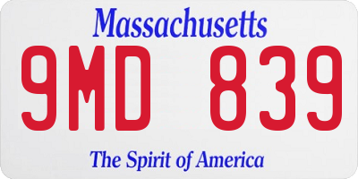 MA license plate 9MD839