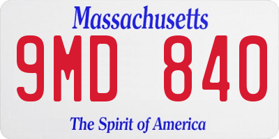 MA license plate 9MD840