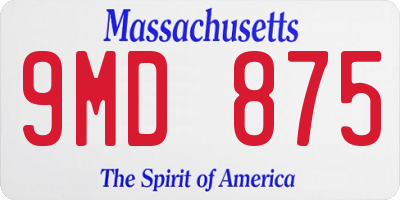 MA license plate 9MD875