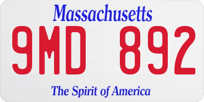 MA license plate 9MD892