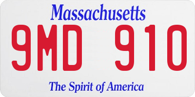 MA license plate 9MD910
