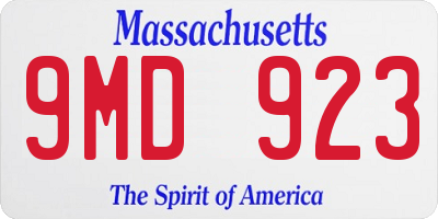 MA license plate 9MD923