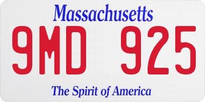 MA license plate 9MD925