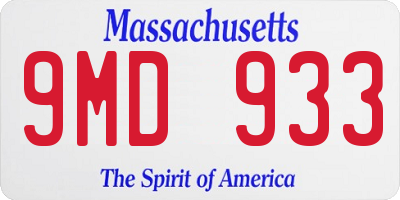 MA license plate 9MD933