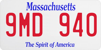 MA license plate 9MD940