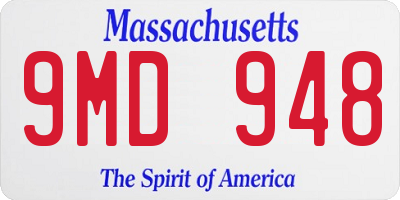 MA license plate 9MD948