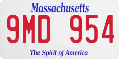 MA license plate 9MD954