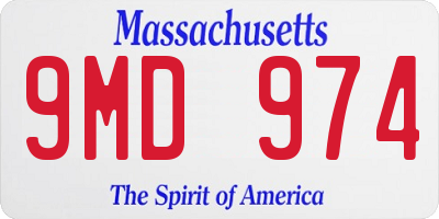 MA license plate 9MD974