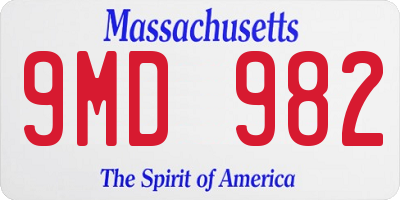 MA license plate 9MD982