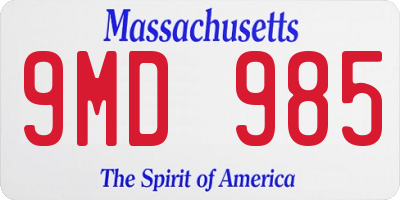 MA license plate 9MD985