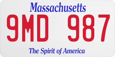 MA license plate 9MD987