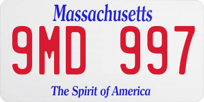 MA license plate 9MD997